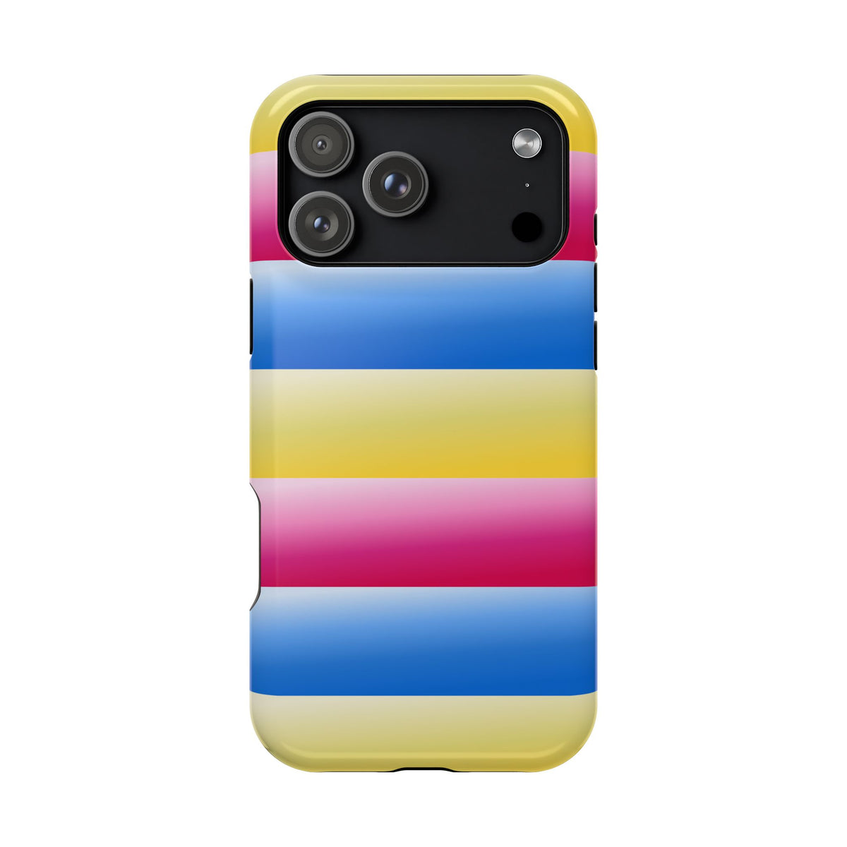 Striped Magnetic Impact-Resistant Phone Case — Colorful Pink Blue Yellow Protection