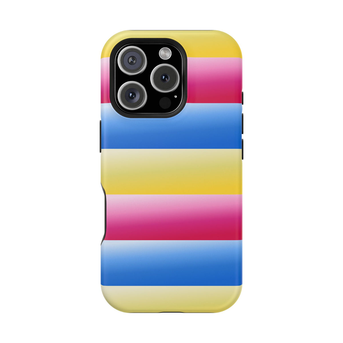 Striped Magnetic Impact-Resistant Phone Case — Colorful Pink Blue Yellow Protection