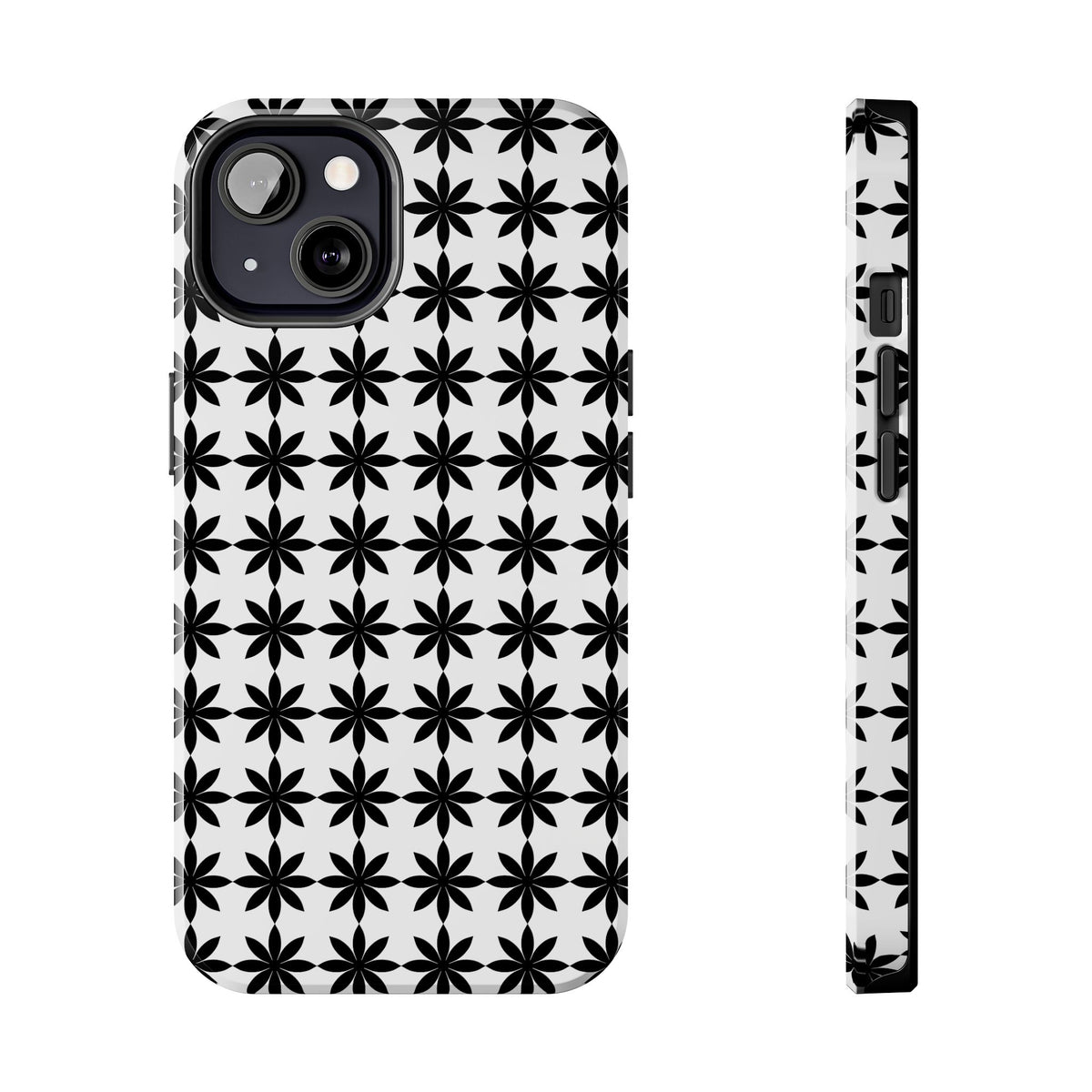 Tough Phone Case — Black & White Geometric Star Pattern