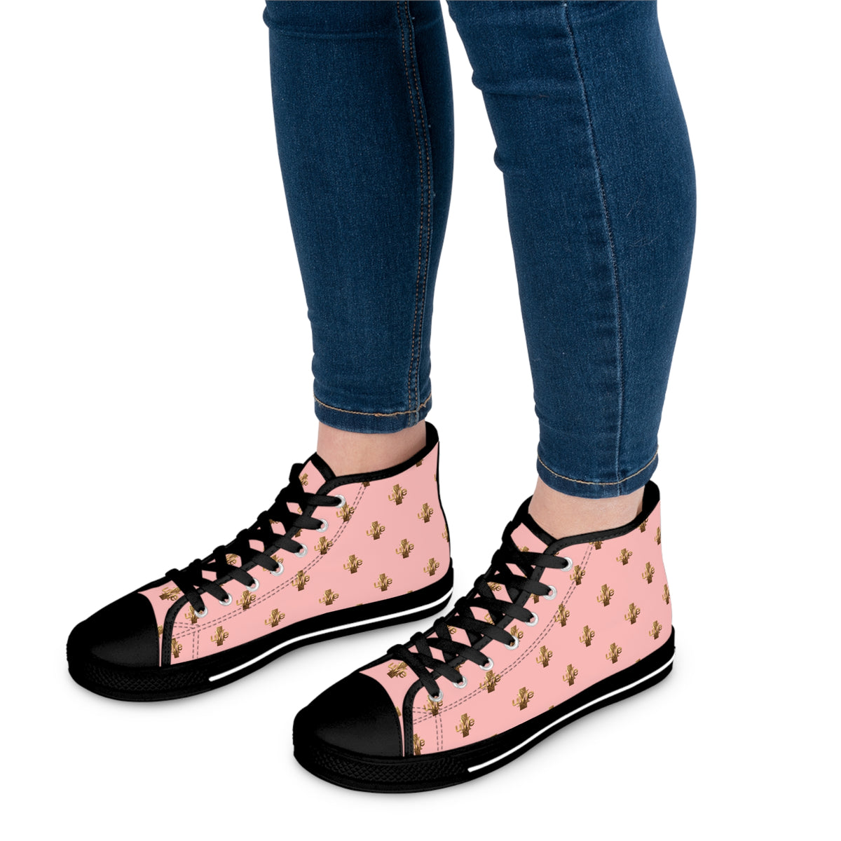 Women’s High-Top Sneakers — Pink All-Over Print