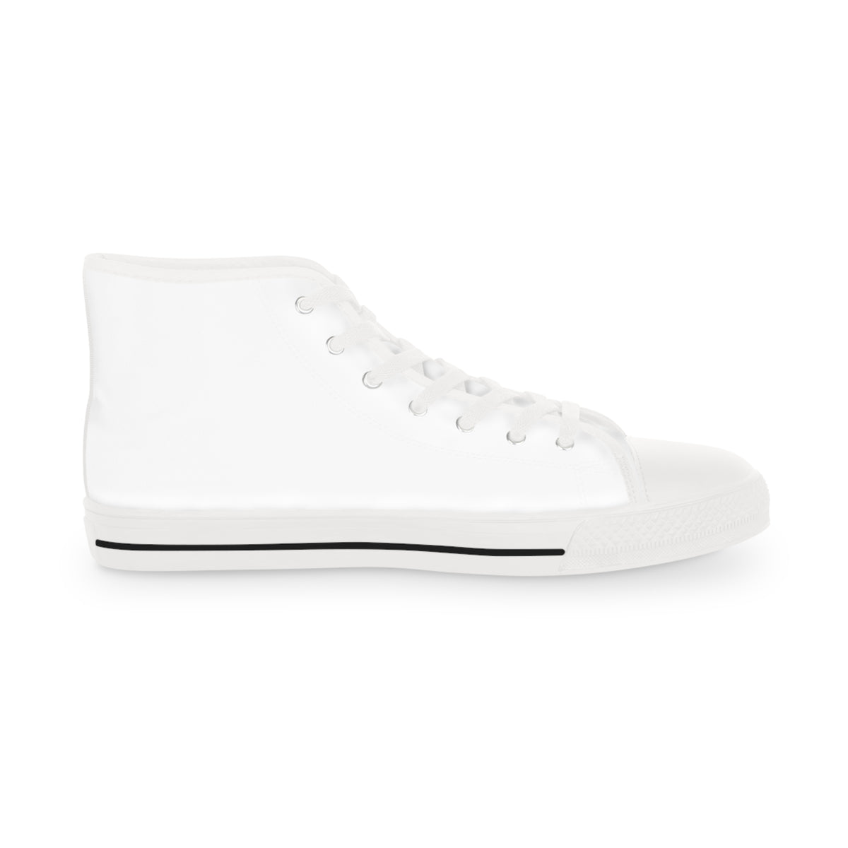 Minimal Striped High-Top Sneakers — Men's White Canvas Casual Shoes