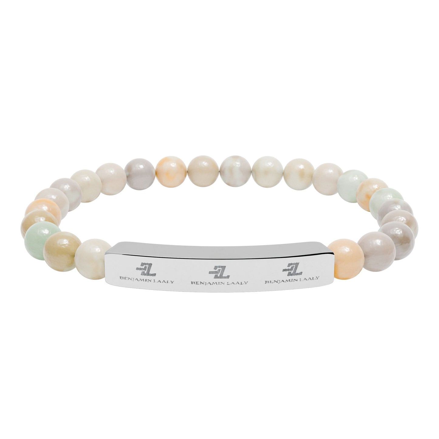 Natural Stone Stretch Bar Bracelet (Engraving)