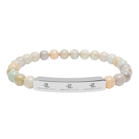 Natural Stone Stretch Bar Bracelet (Engraving)