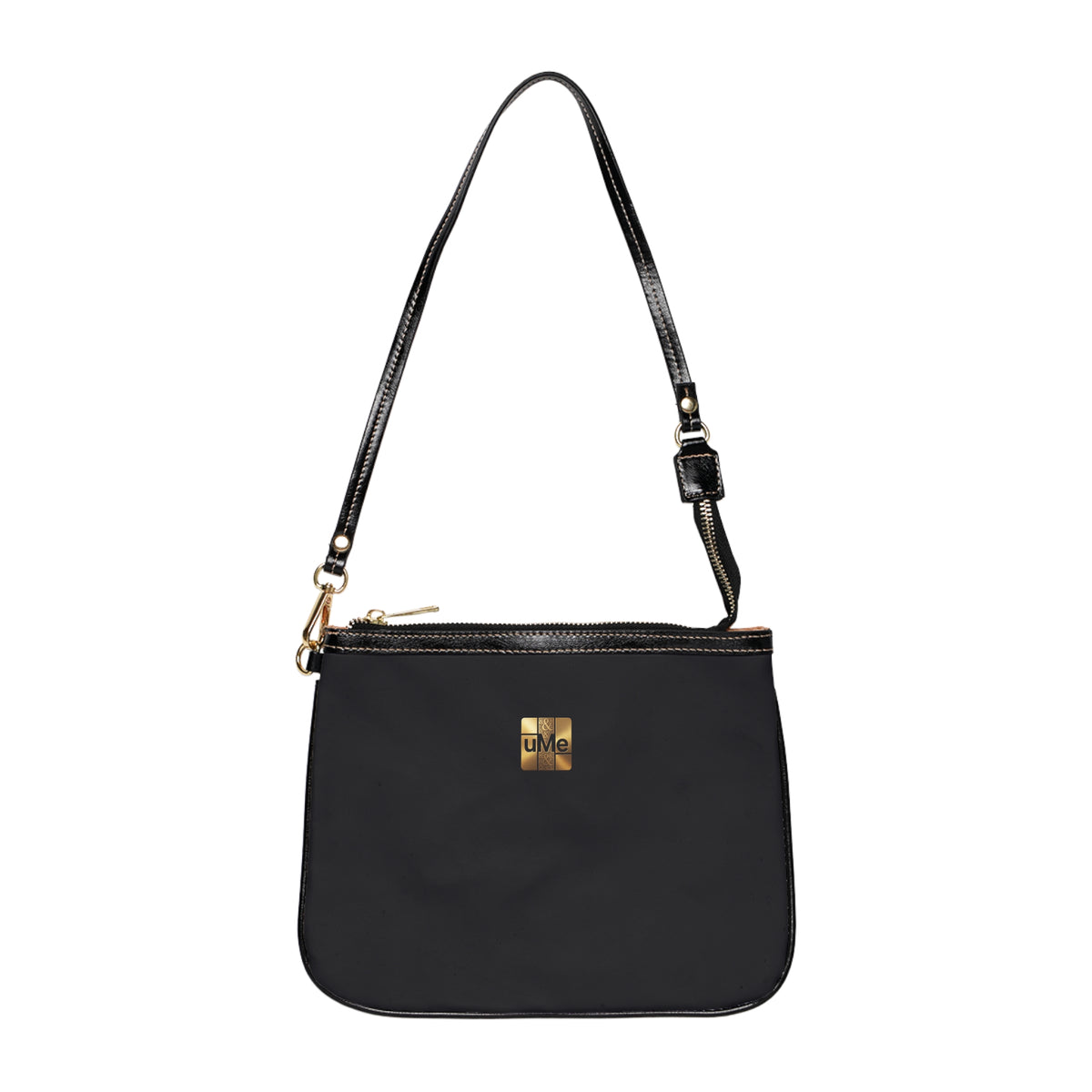 Small Shoulder Bag — Black Crossbody Purse with Gold Accent