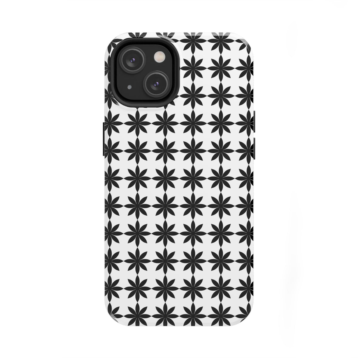 Tough Phone Case — Black & White Geometric Star Pattern
