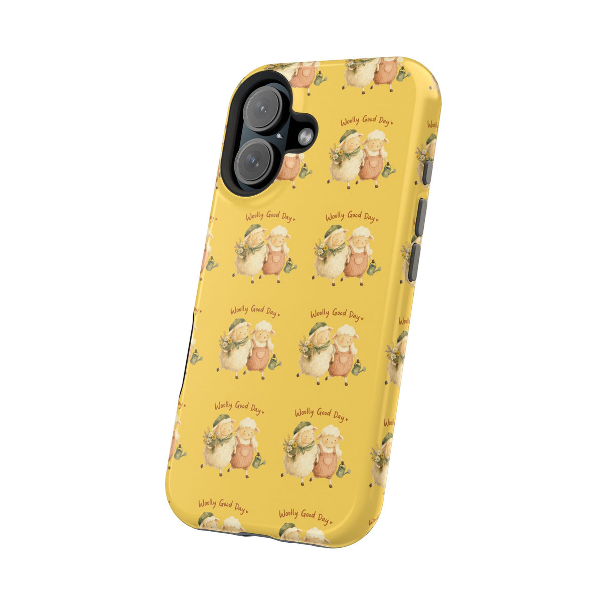 "Woolly Good Day" Phone Case — Yellow Sheep Pattern Magnetic Impact-Resistant Cover