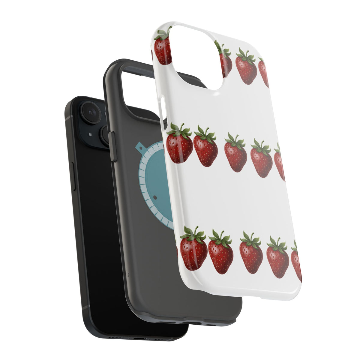 Strawberry Row Phone Case — White MagSafe Magnetic Impact-Resistant Cover