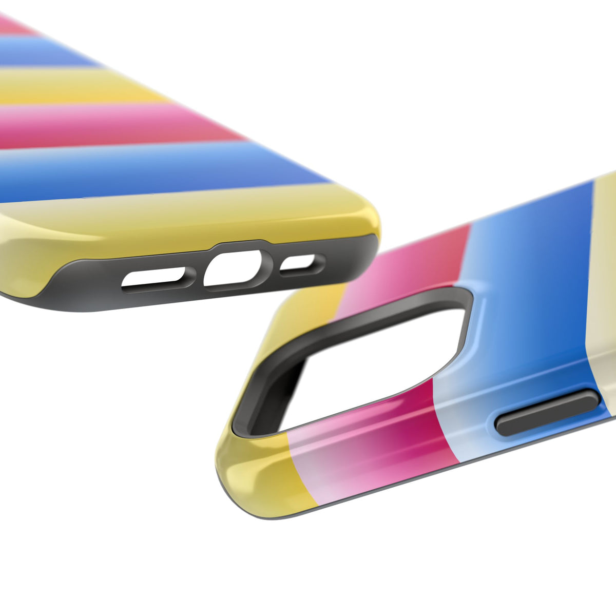 Striped Magnetic Impact-Resistant Phone Case — Colorful Pink Blue Yellow Protection