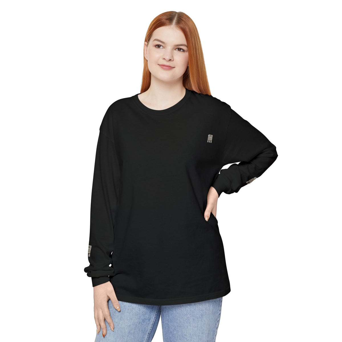 Garment-Dyed Long-Sleeve T-Shirt — Multi-Color Minimal Graphic