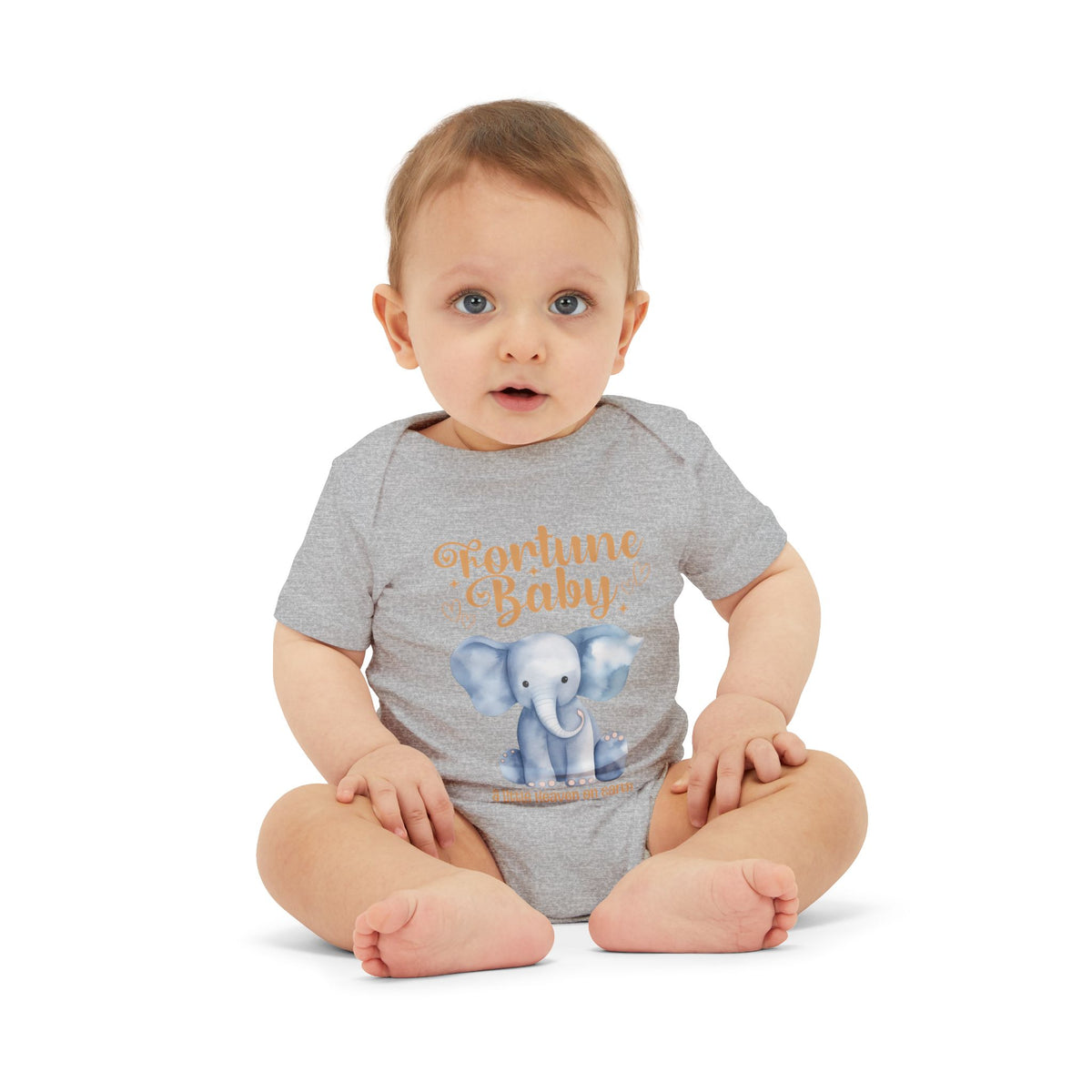 Fortune Baby Elephant Infant Onesie — Cute Blue Elephant Baby Bodysuit