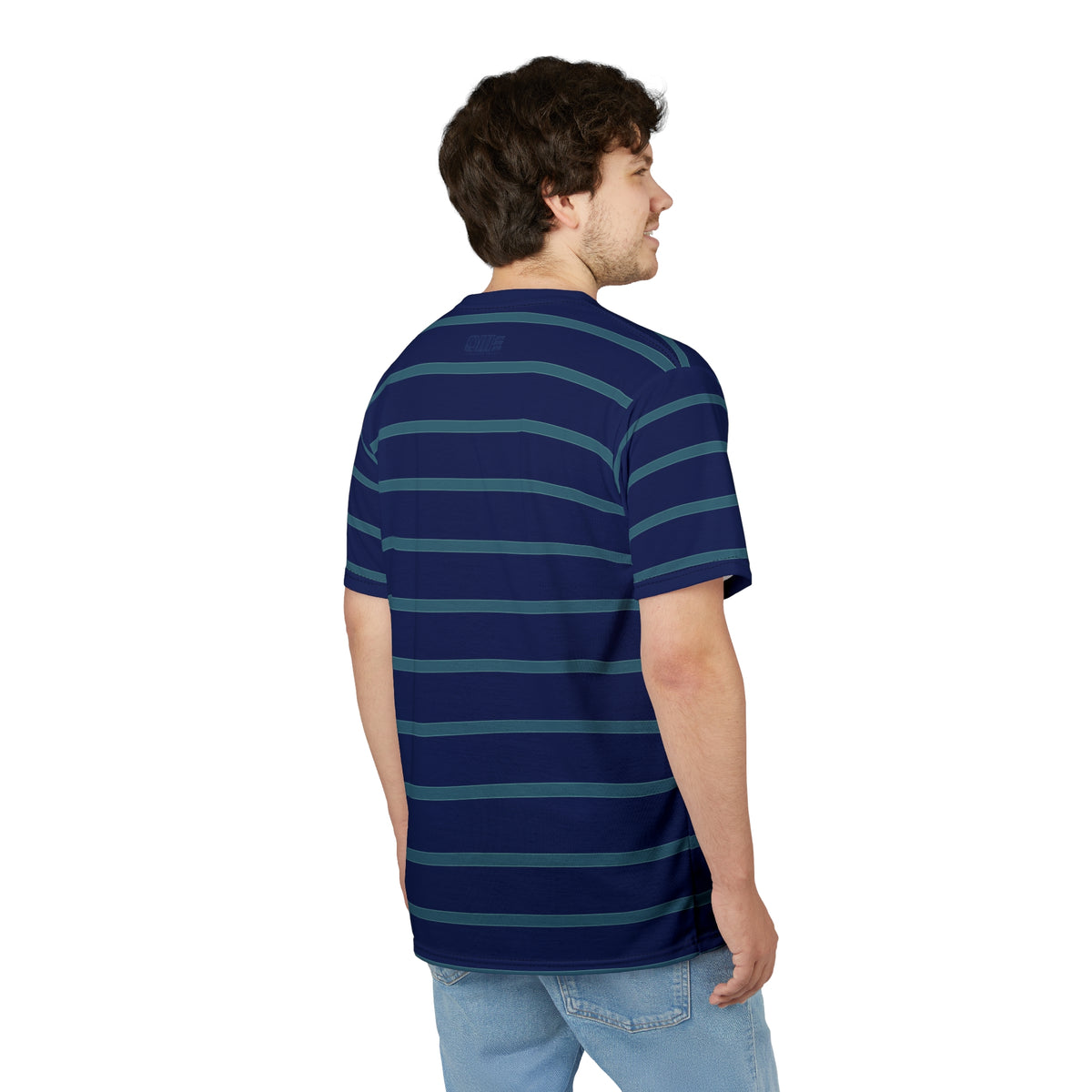 Striped Navy Crew Tee — Classic Blue Horizontal Stripe T-Shirt
