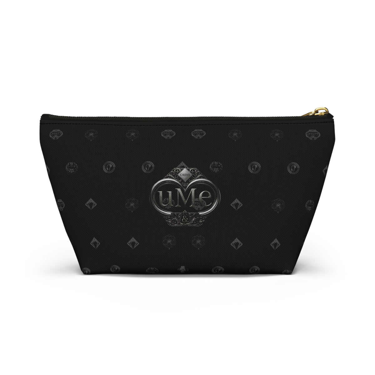 Black Luxe Logo Accessory Pouch — UME T-Bottom Cosmetic Bag