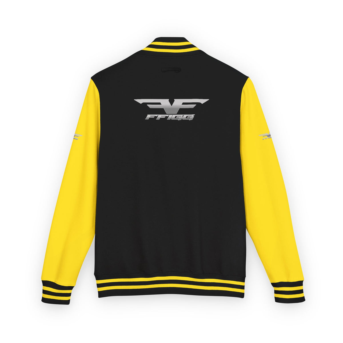 Black and White Varsity Jacket with Winged Logo