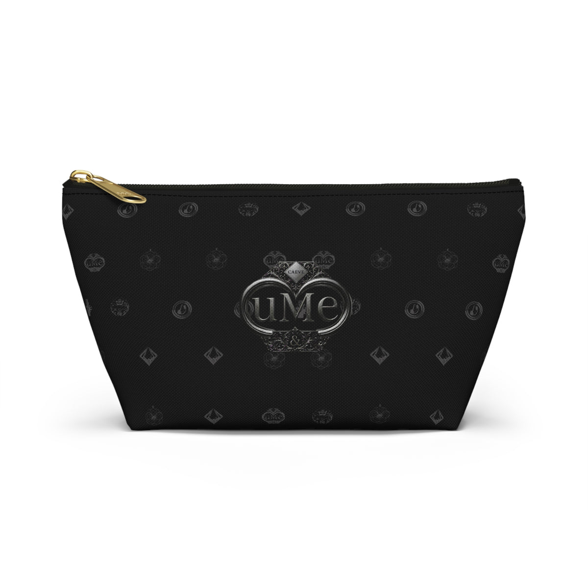Black Luxe Logo Accessory Pouch — UME T-Bottom Cosmetic Bag