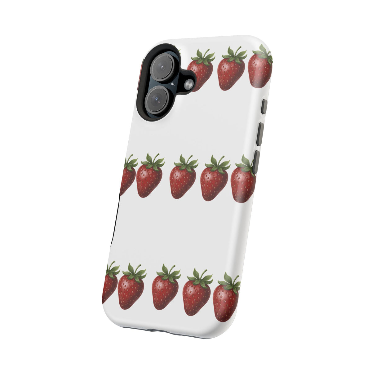 Strawberry Row Phone Case — White MagSafe Magnetic Impact-Resistant Cover
