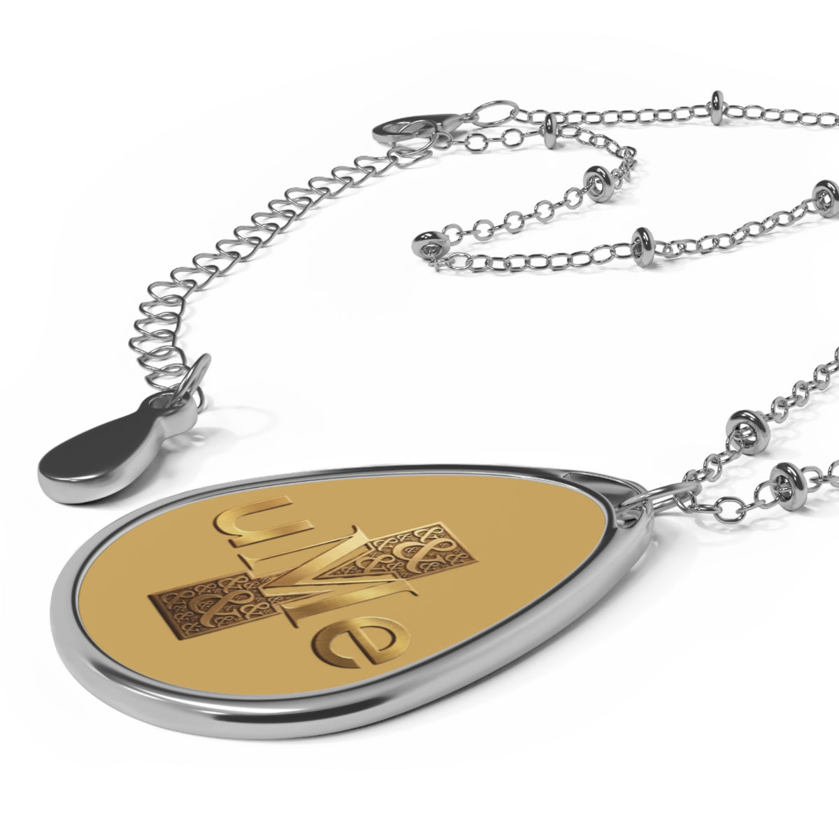 Engraved Oval Pendant Necklace — Personalized Gold & Silver Tear-Drop Locket