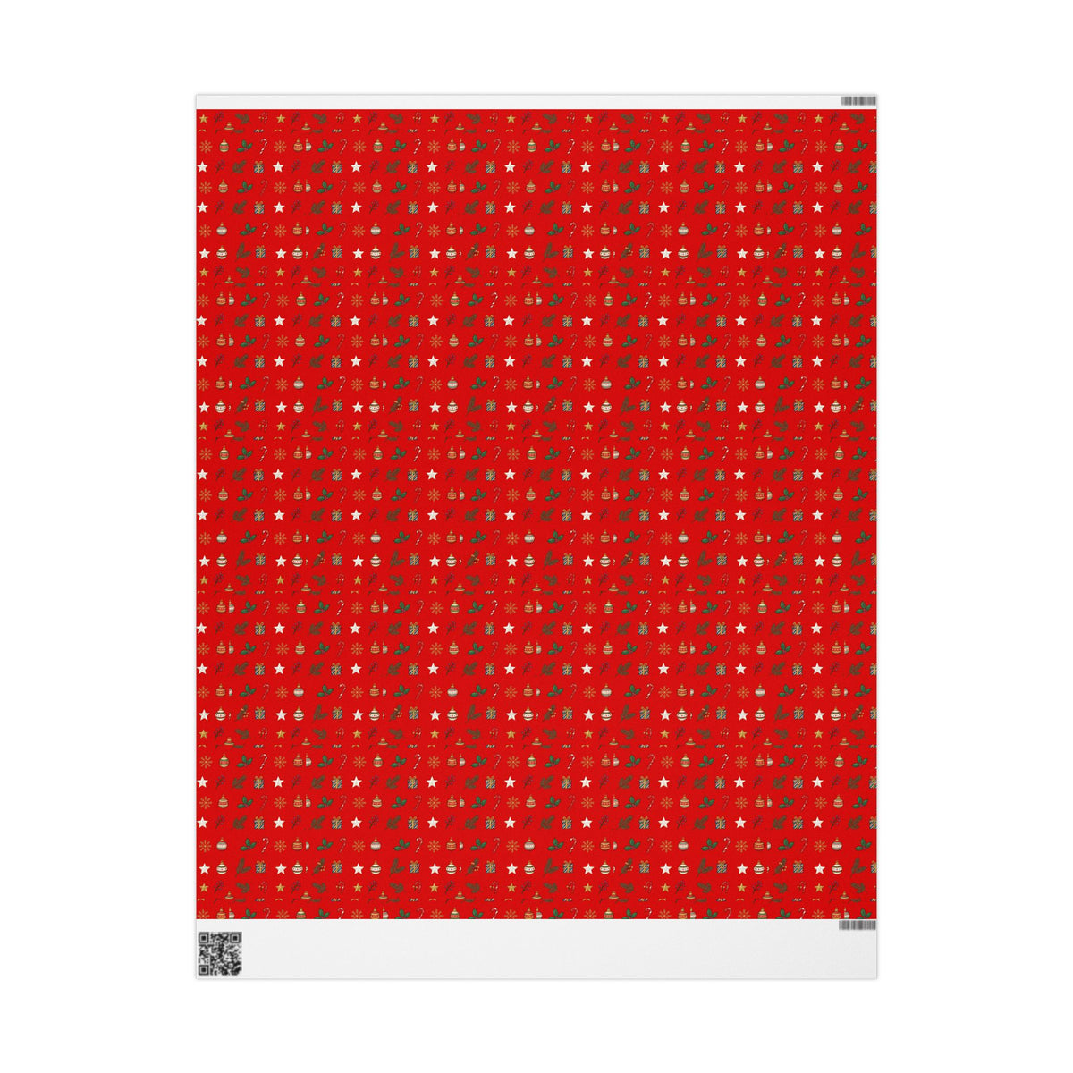 Christmas Wrapping Paper Roll — Red Holiday Ornaments Pattern
