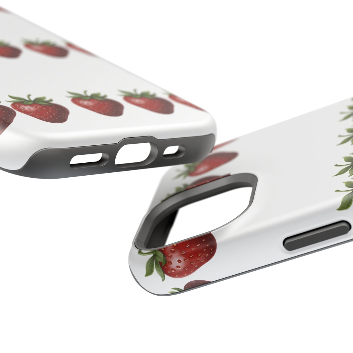 Strawberry Row Phone Case — White MagSafe Magnetic Impact-Resistant Cover