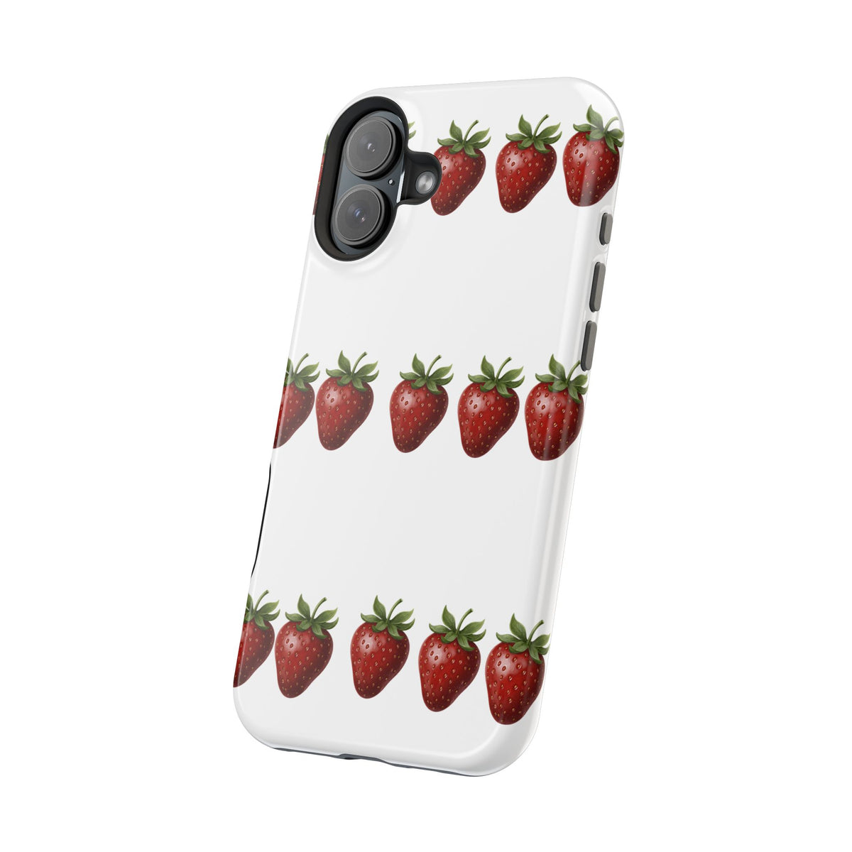 Strawberry Row Phone Case — White MagSafe Magnetic Impact-Resistant Cover