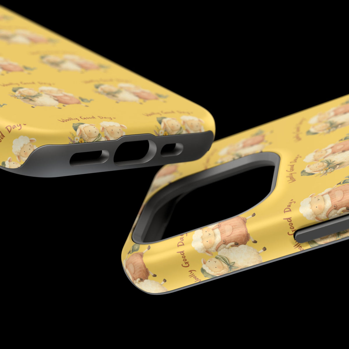 "Woolly Good Day" Phone Case — Yellow Sheep Pattern Magnetic Impact-Resistant Cover