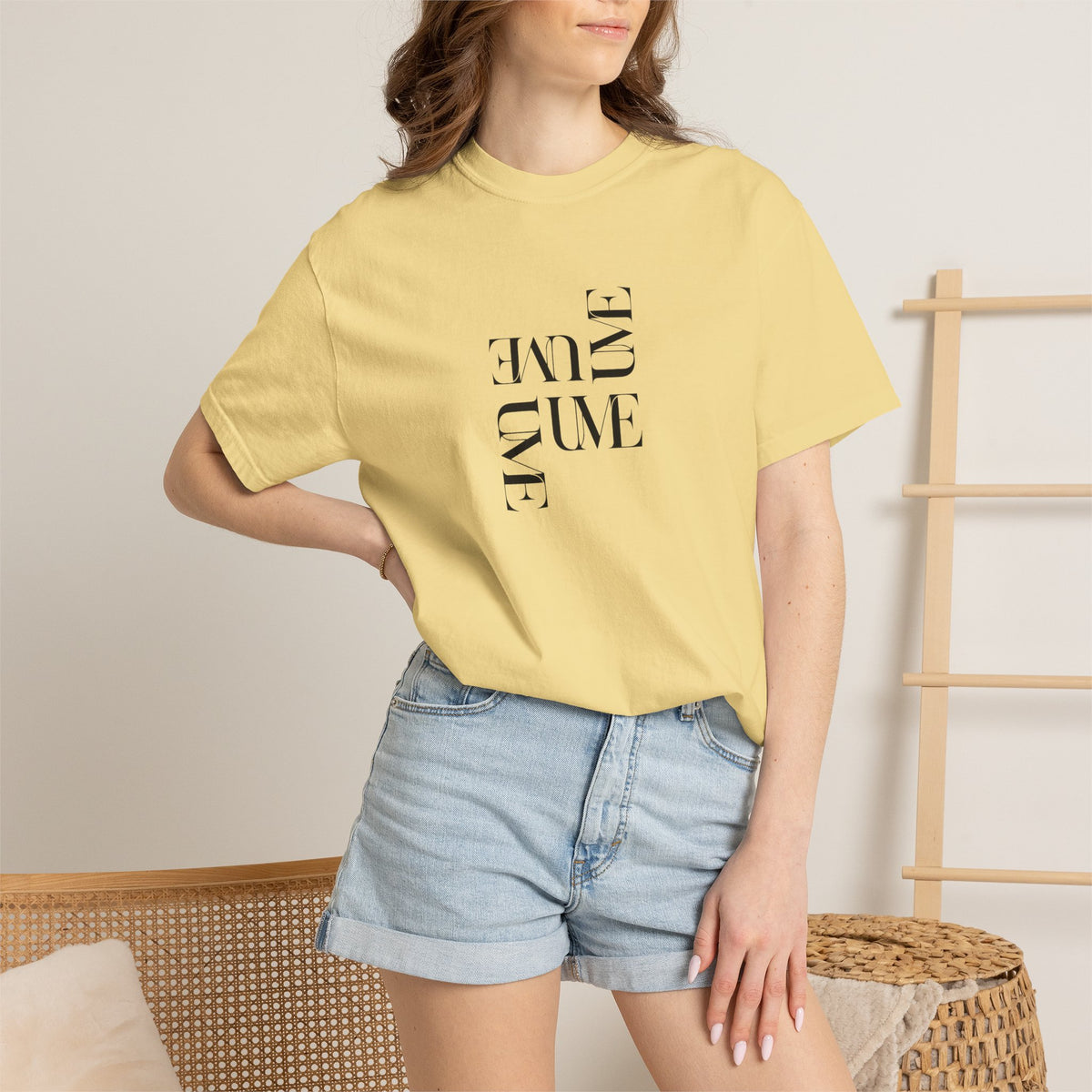 UME Typography Garment-Dyed T-Shirt — White, Ivory & More Colors