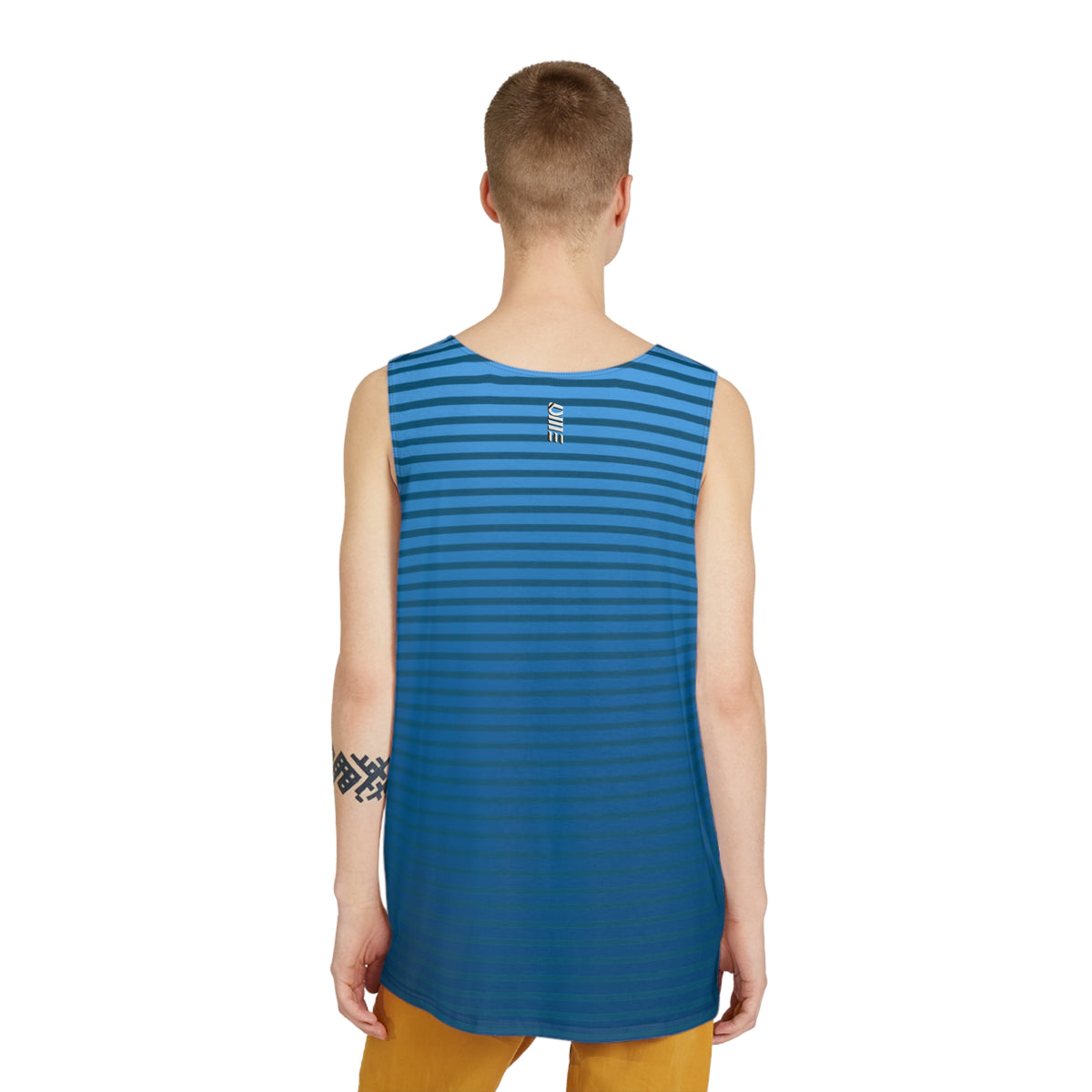 Blue Gradient Stripe Men's Tank Top — Summer Casual Beachwear