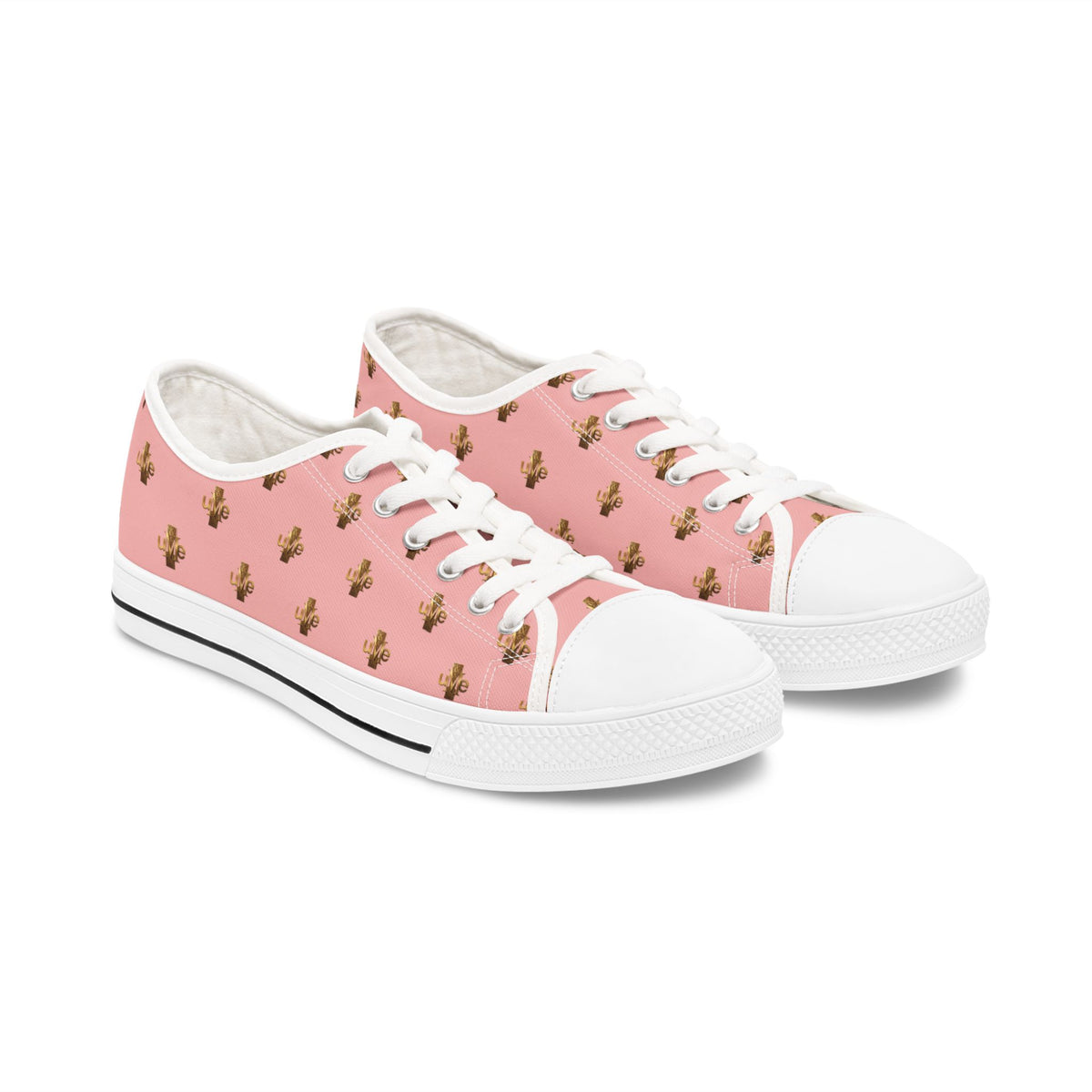 Women’s Low-Top Sneakers — Pink All-Over Print