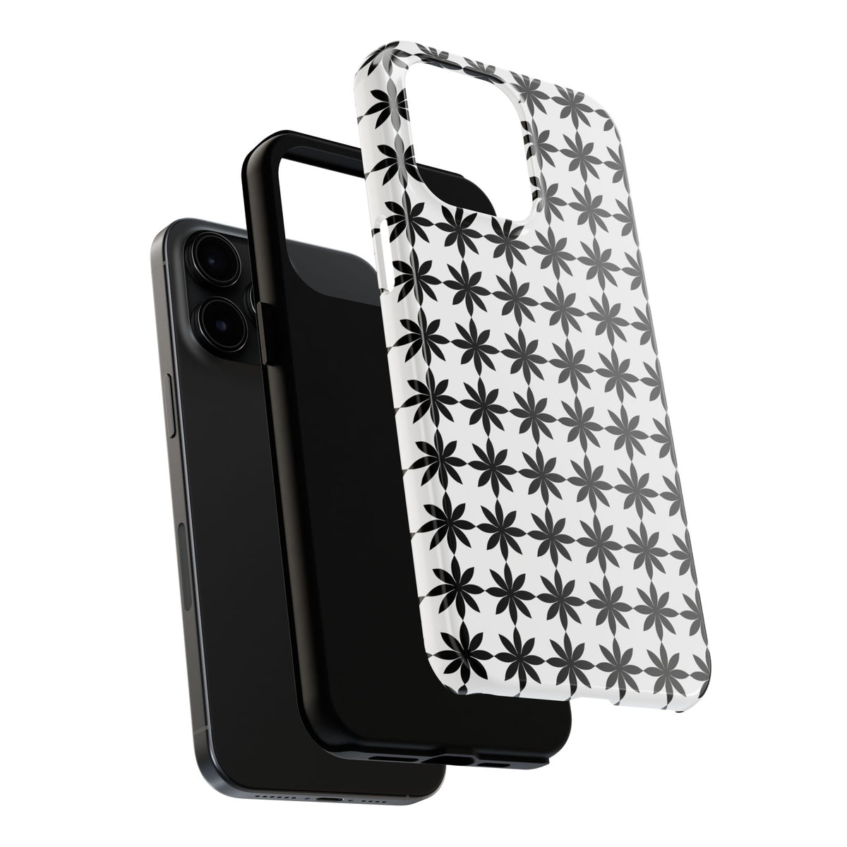 Tough Phone Case — Black & White Geometric Star Pattern