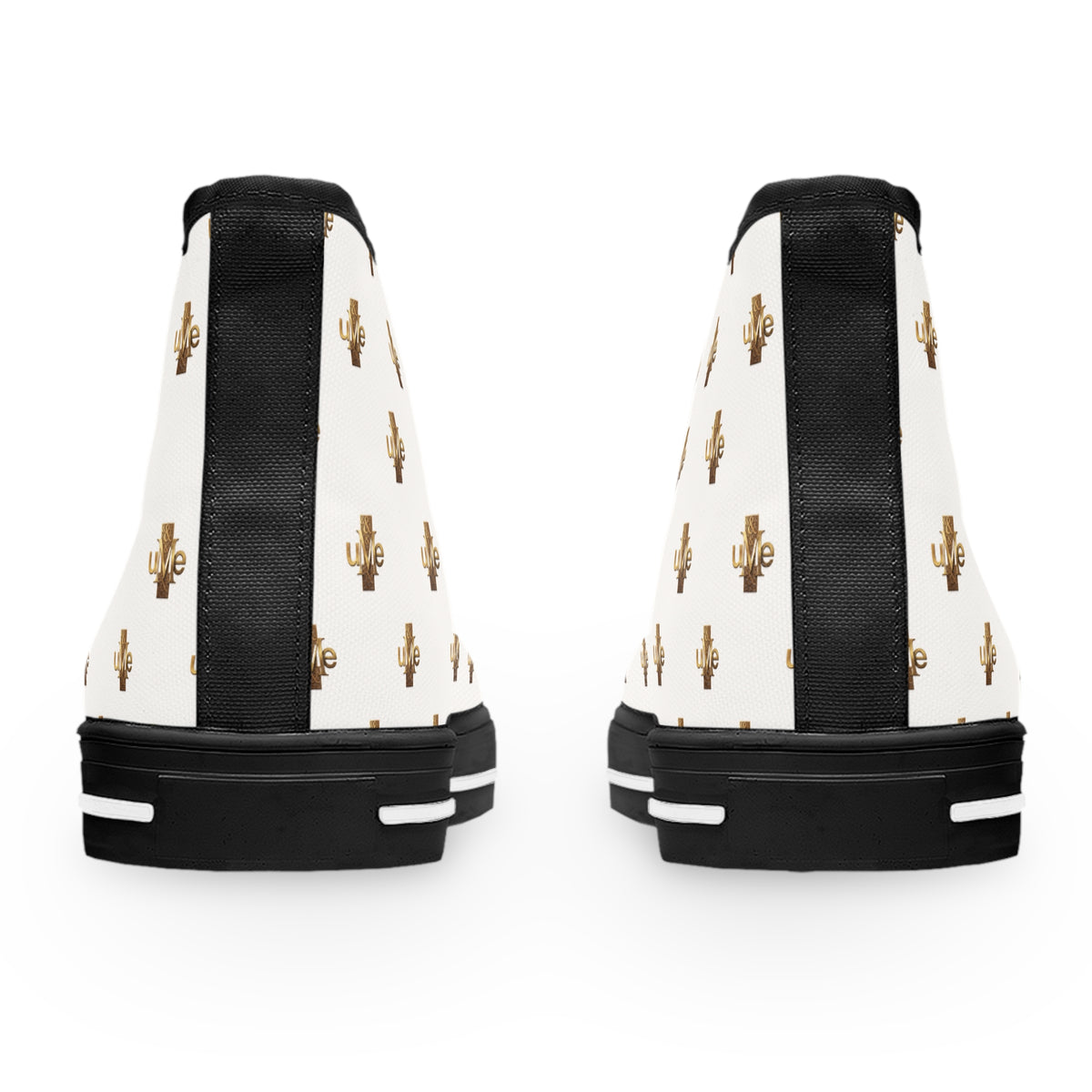 Women’s High-Top Sneakers — White All-Over Print
