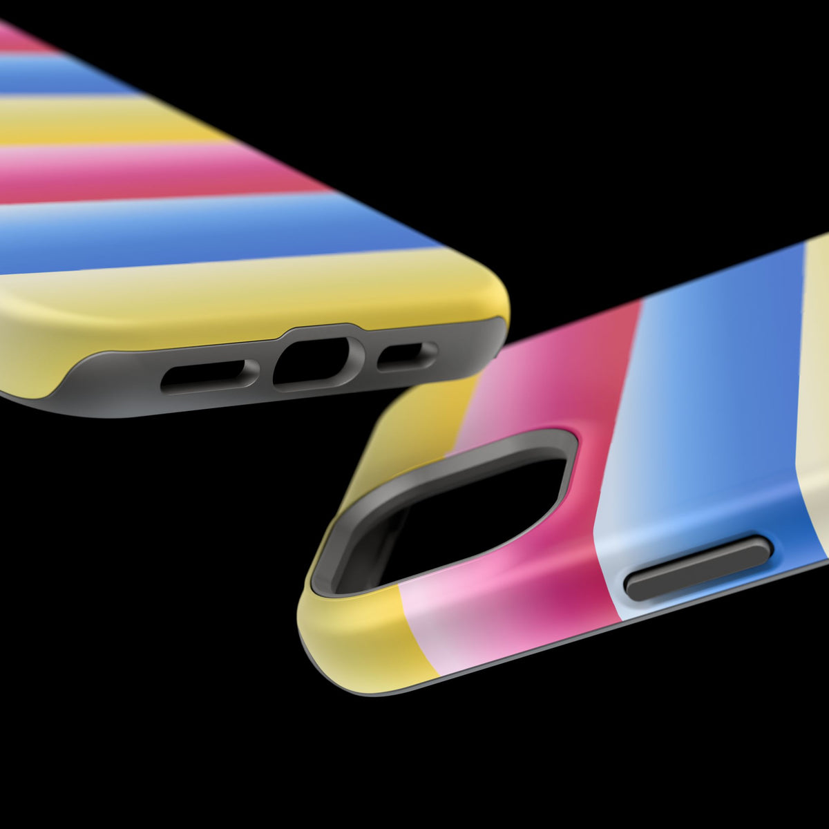 Striped Magnetic Impact-Resistant Phone Case — Colorful Pink Blue Yellow Protection