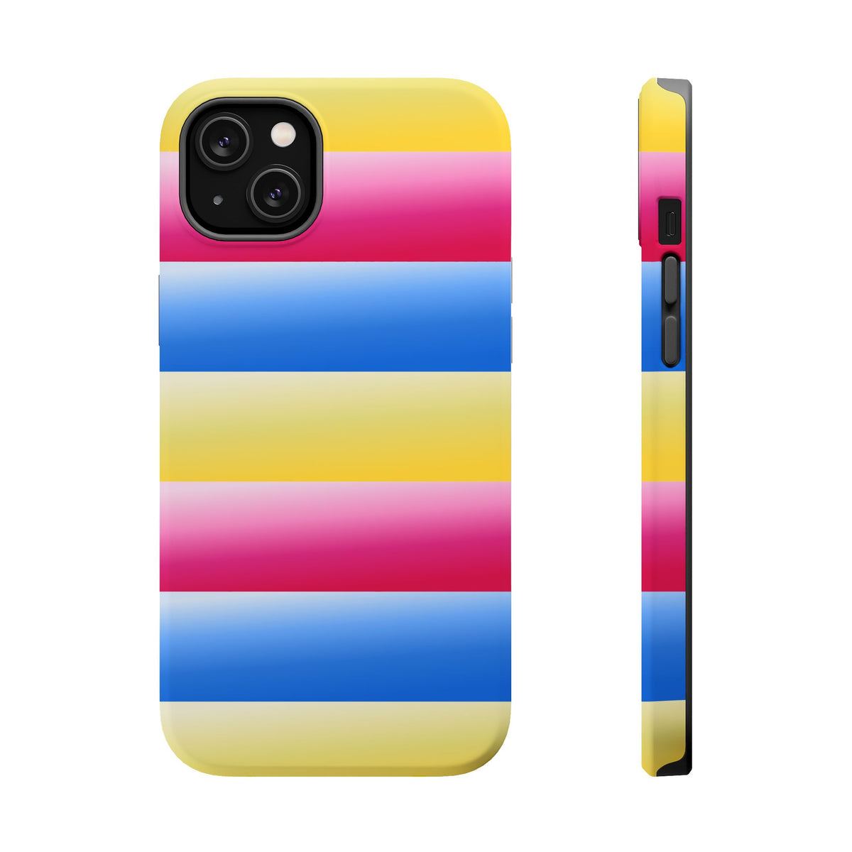 Striped Magnetic Impact-Resistant Phone Case — Colorful Pink Blue Yellow Protection