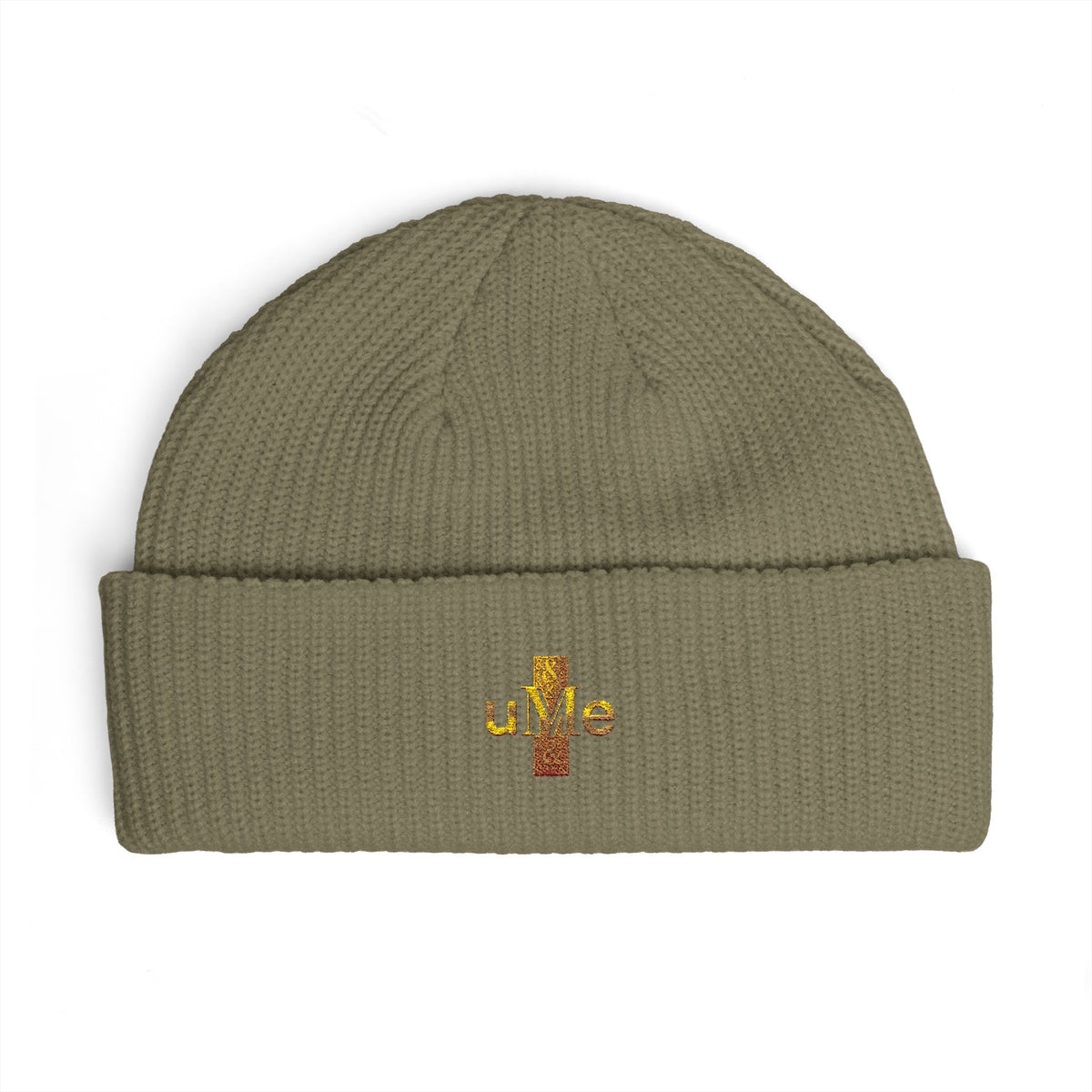 Ribbed Cuff Beanie — Multi-Color Gold Embroidered Hat