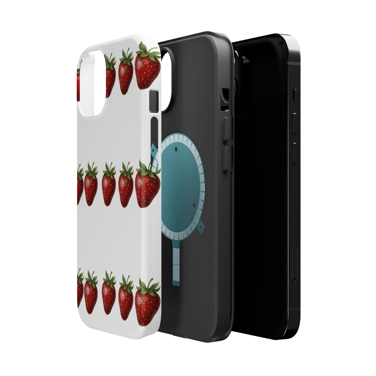 Strawberry Row Phone Case — White MagSafe Magnetic Impact-Resistant Cover