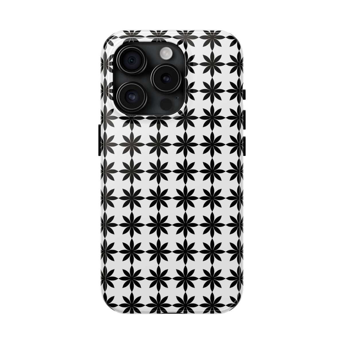 Tough Phone Case — Black & White Geometric Star Pattern