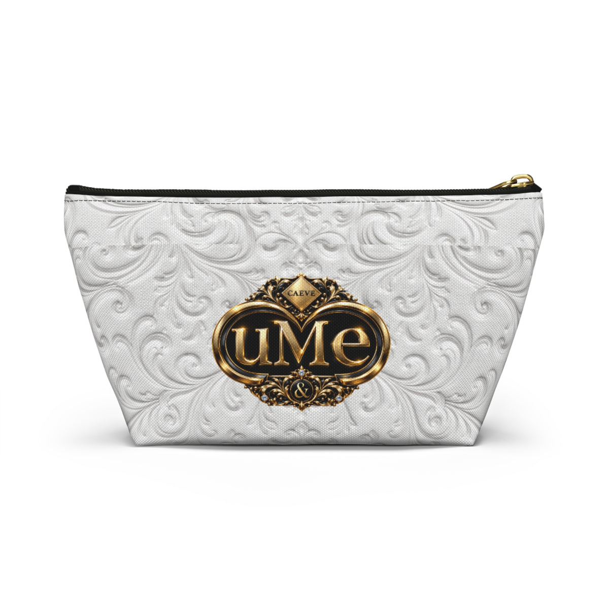 White UME Gold Crest Accessory Pouch — All-Over Print