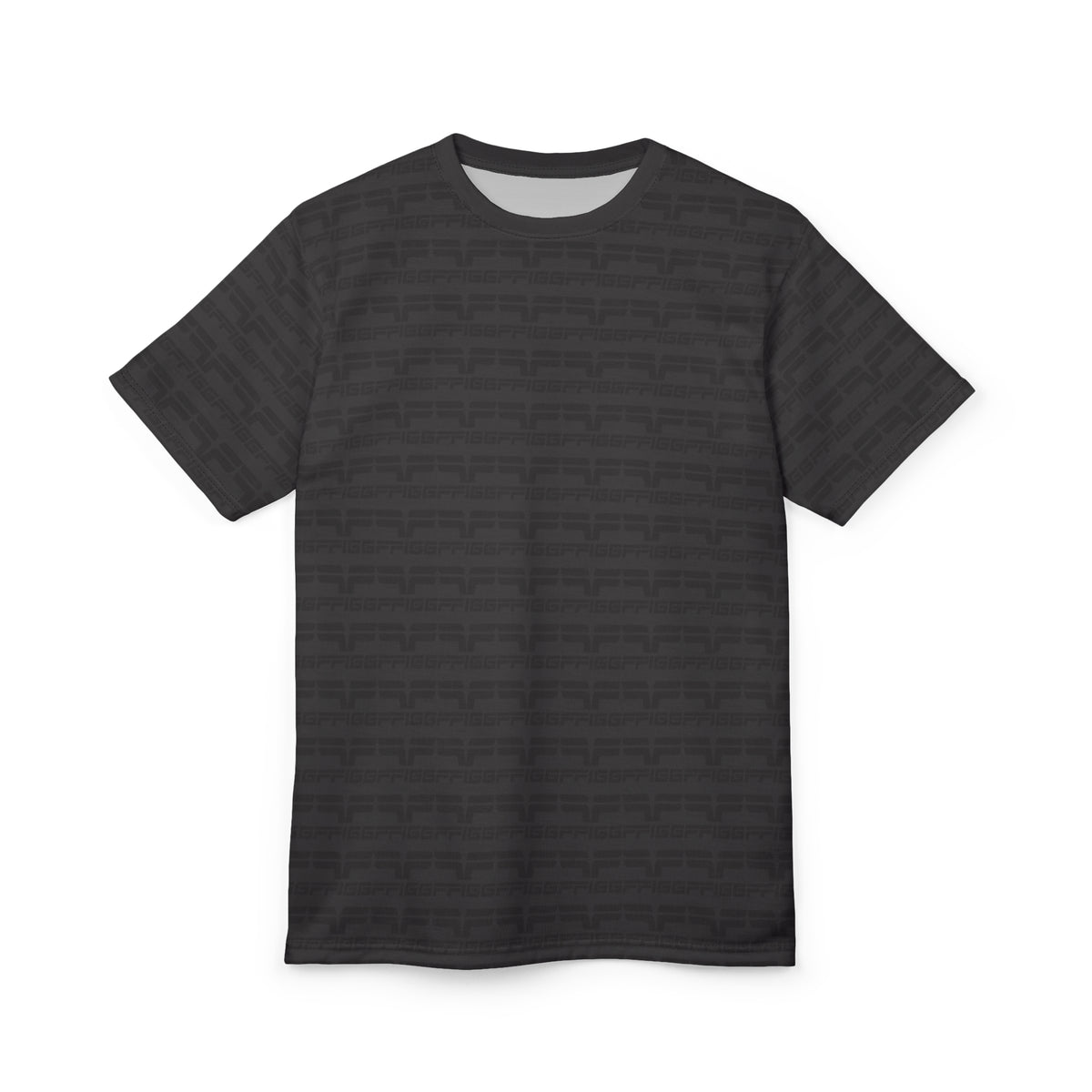 Black Patterned Graphic Tee — Tonal All-Over Print