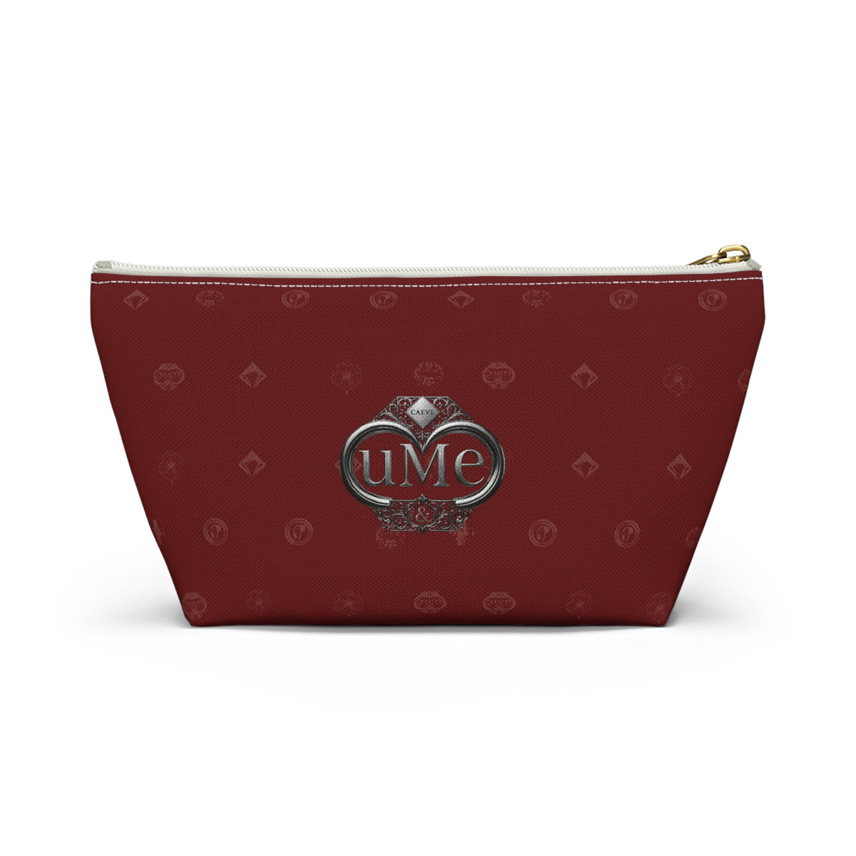 Burgundy Monogram Accessory Pouch — UME T-Bottom Cosmetic Bag