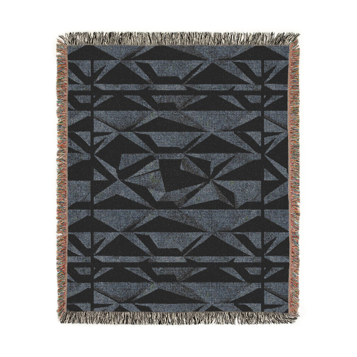 Geometric Deer Woven Blanket — Rustic Woodland Throw for Cabin, Camp, Outdoors