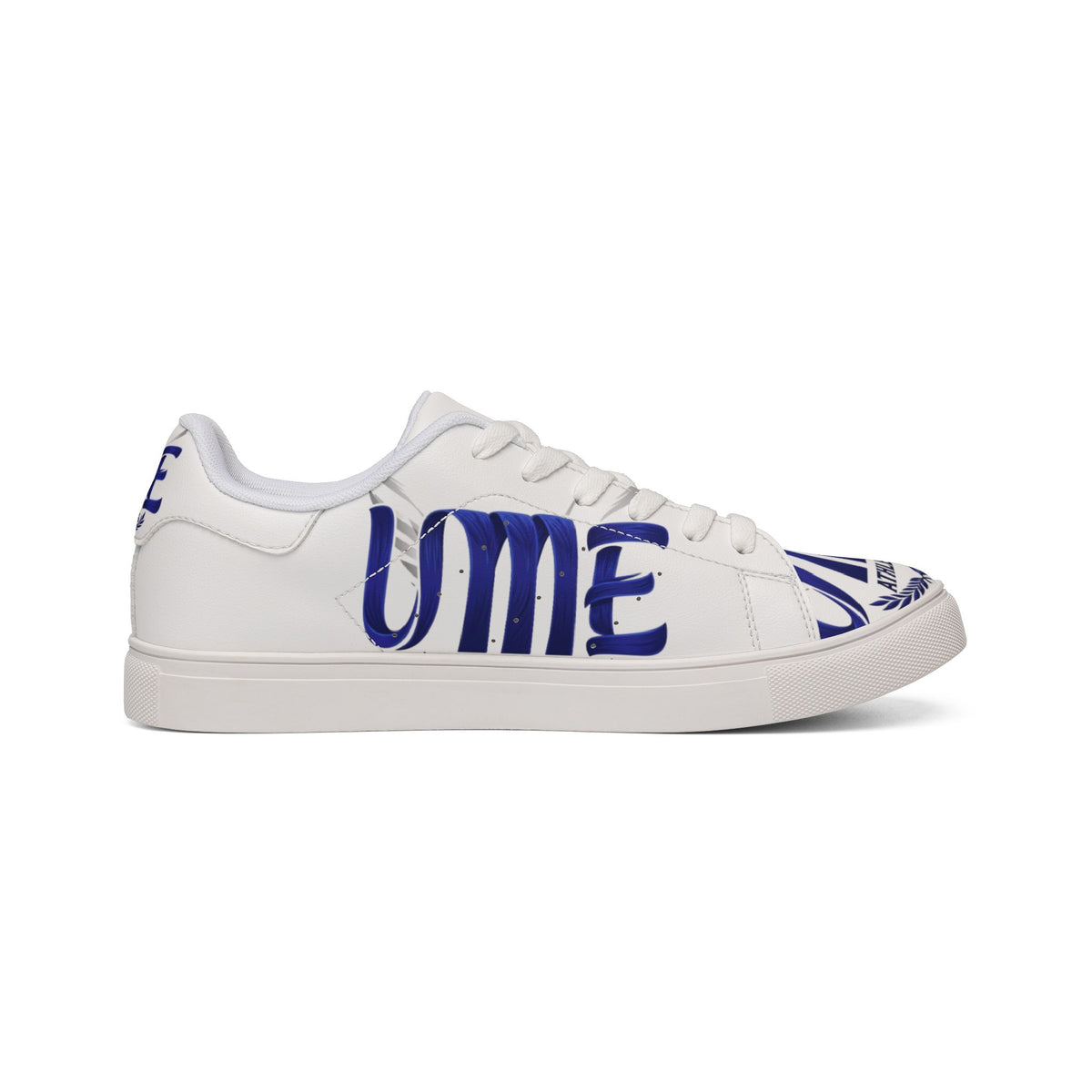 Copy of Leather Low-Top Sneakers — Grey & Blue Athletic Graphic