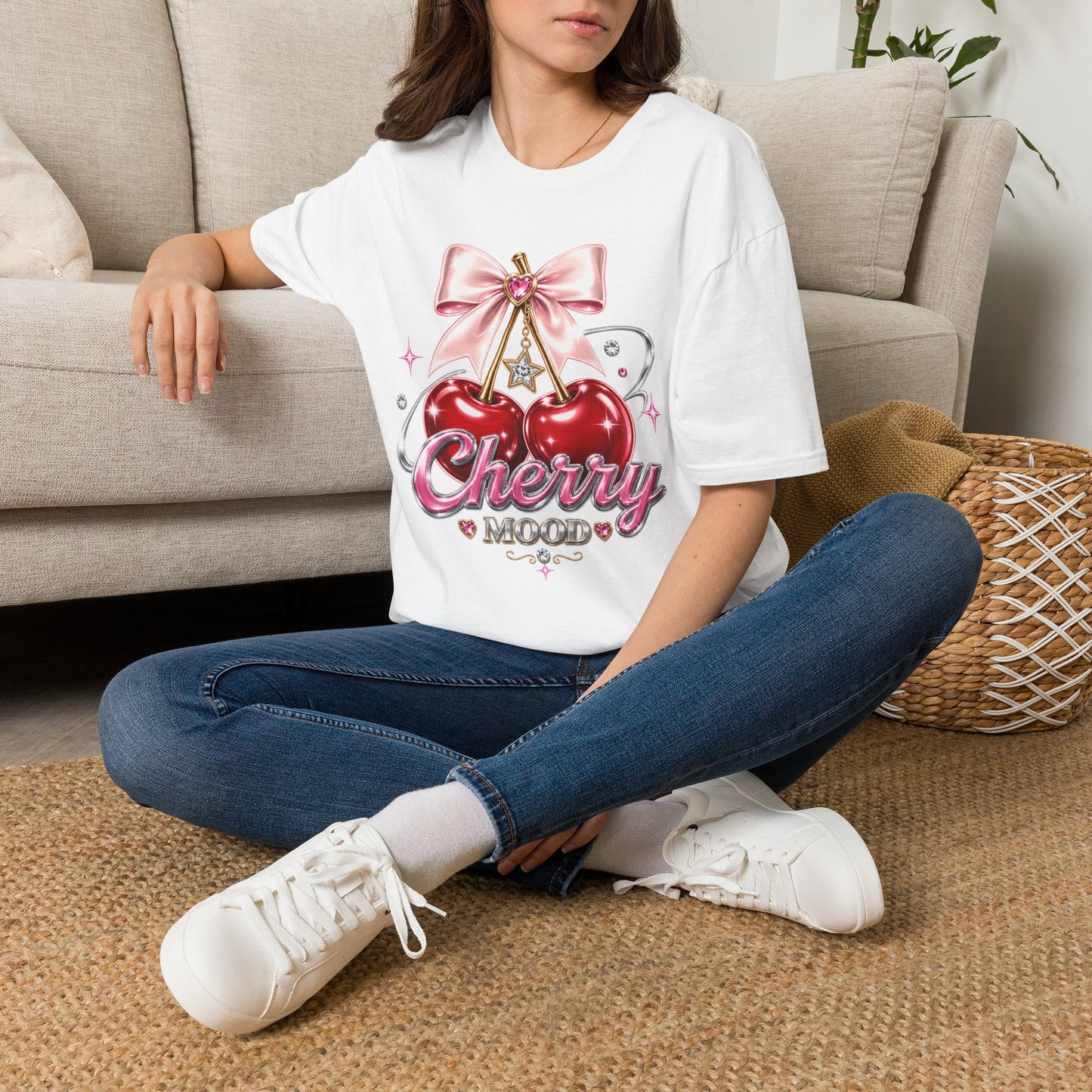 Cherry Bow T-Shirt — Sparkling Cherries Graphic Tee