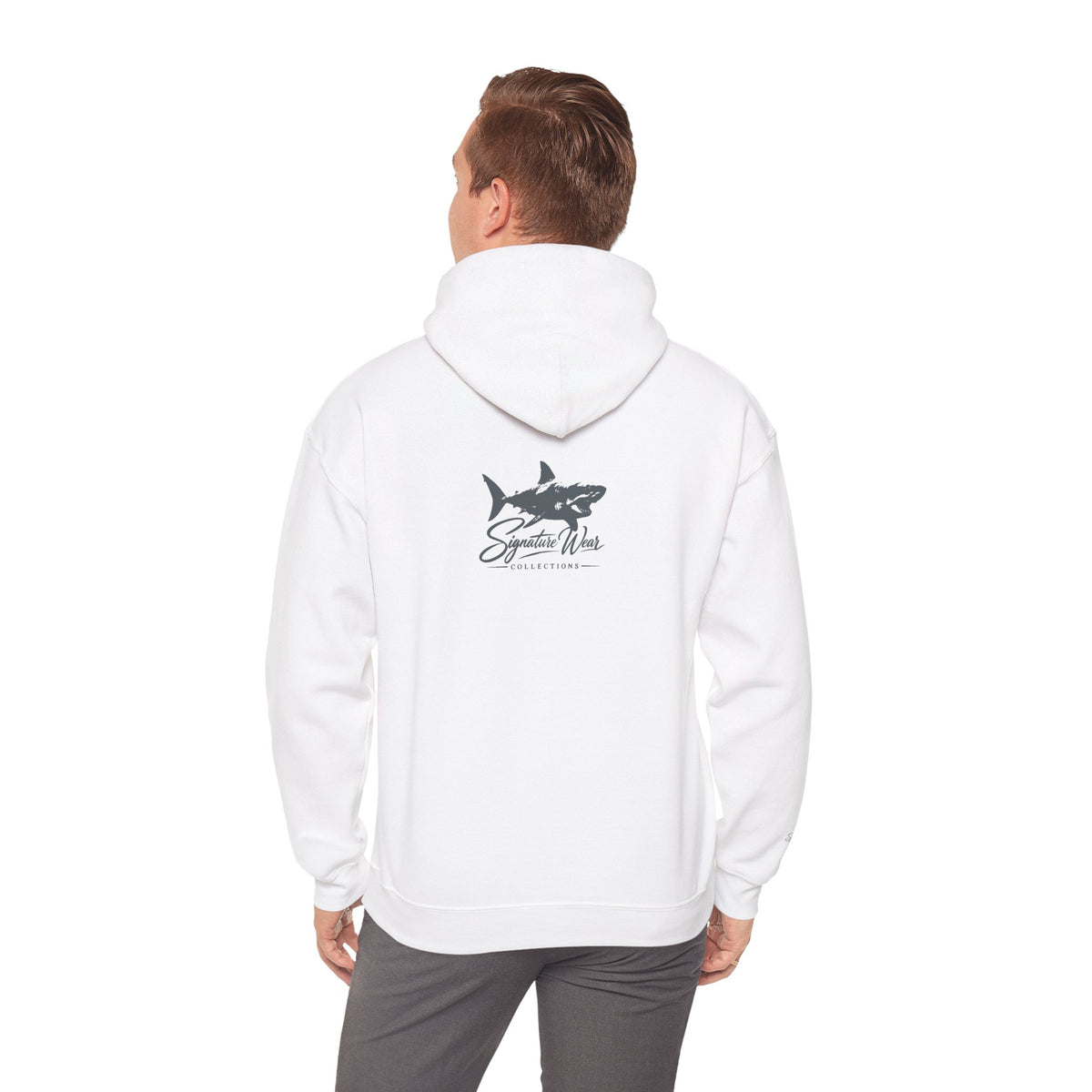 Shark Logo Hoodie — "Signature Wear" Graphic Pullover | White, Black & More