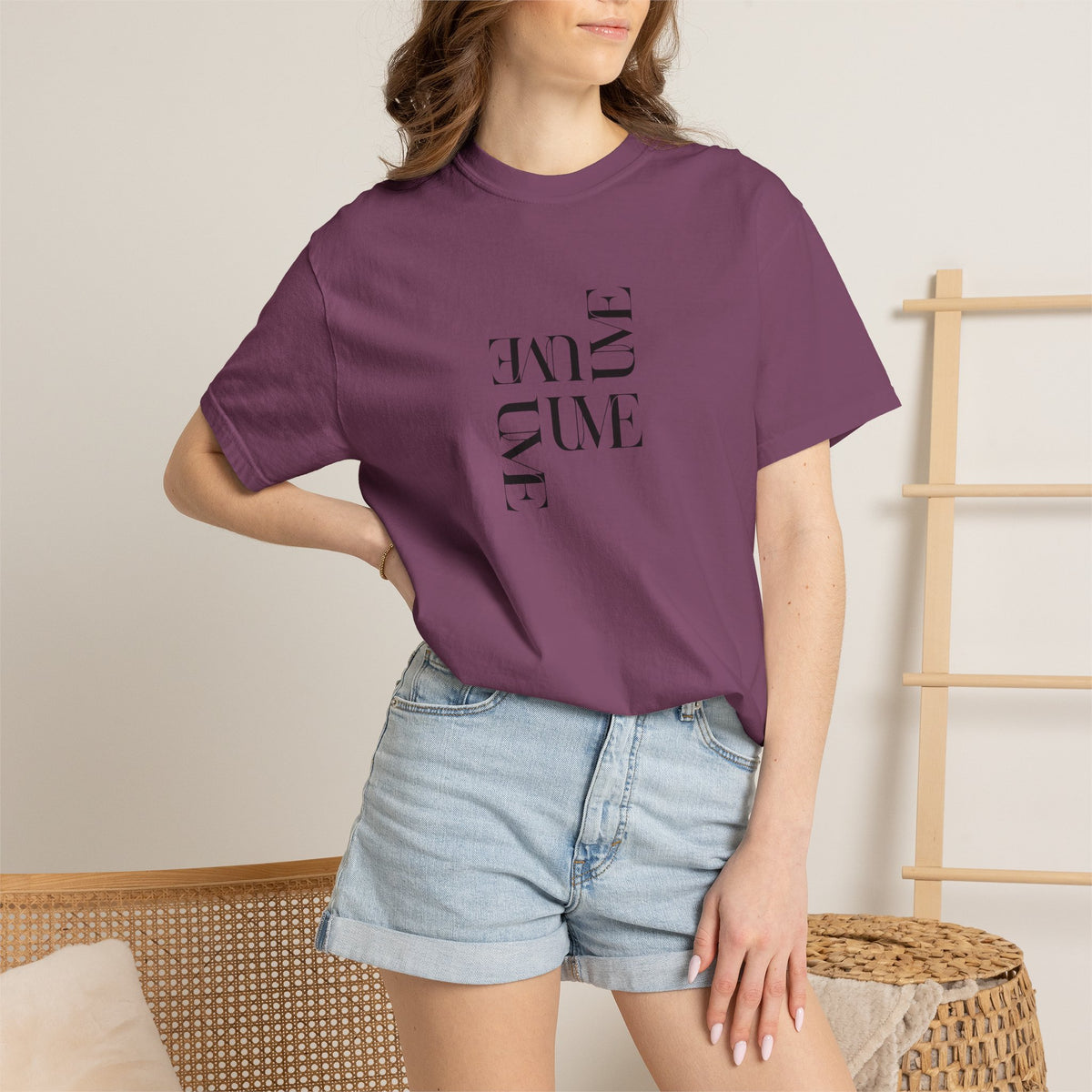 UME Typography Garment-Dyed T-Shirt — White, Ivory & More Colors