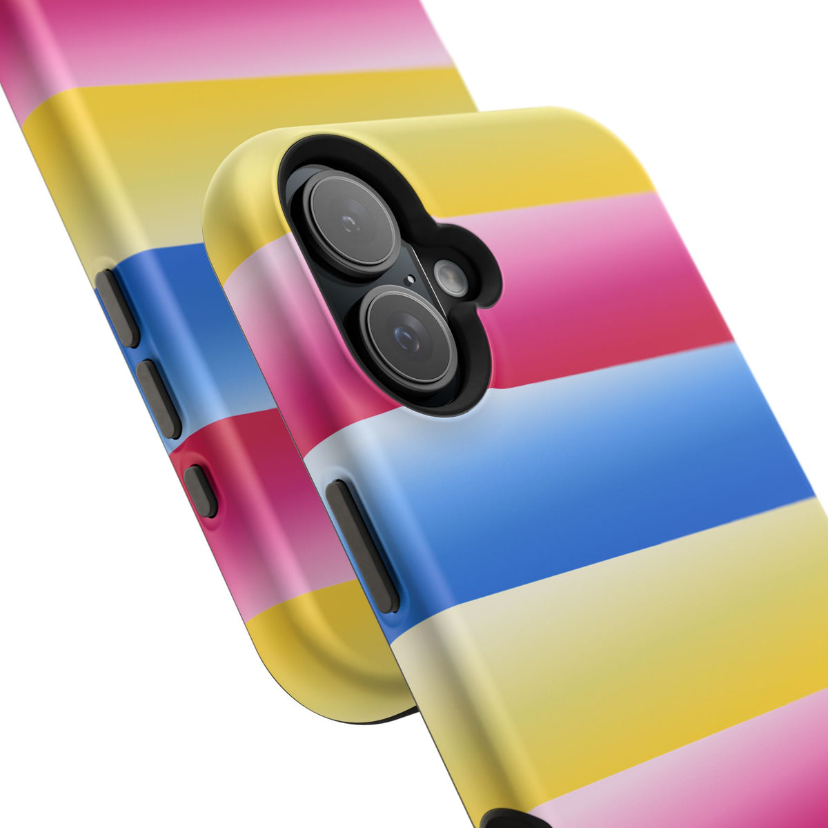Striped Magnetic Impact-Resistant Phone Case — Colorful Pink Blue Yellow Protection