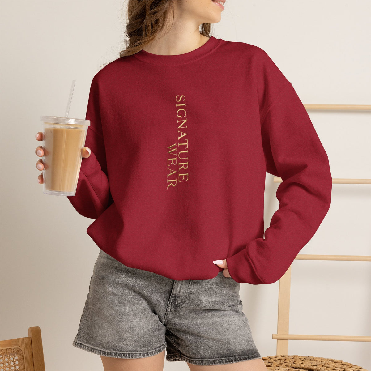 Signature Wear Minimalist Crewneck Sweatshirt — Black, Sand & More