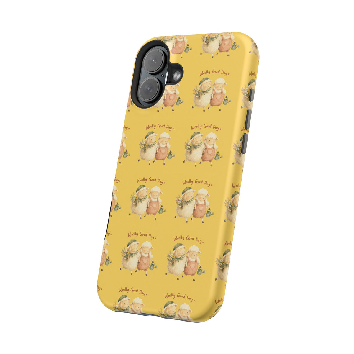 "Woolly Good Day" Phone Case — Yellow Sheep Pattern Magnetic Impact-Resistant Cover