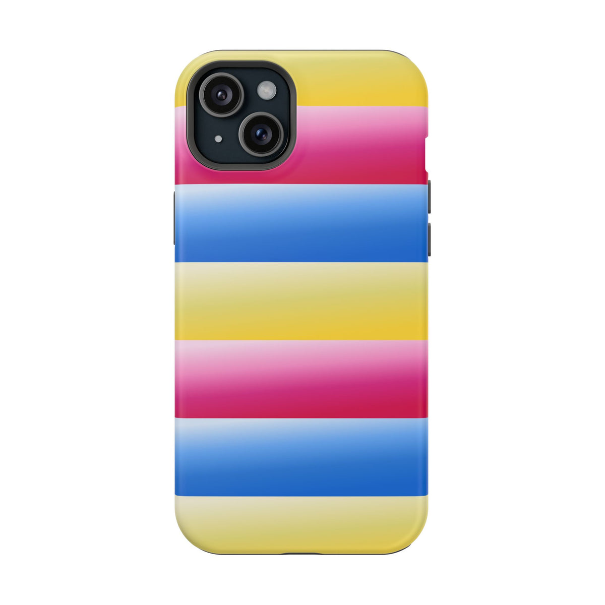 Striped Magnetic Impact-Resistant Phone Case — Colorful Pink Blue Yellow Protection