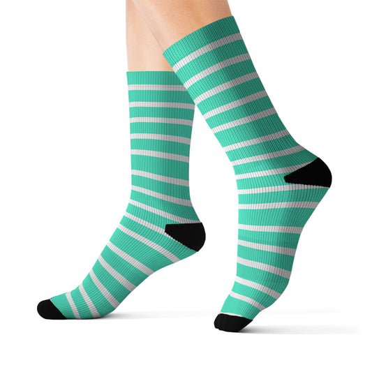 Mint Stripe Sublimation Socks — Classic Crew Athletic Socks