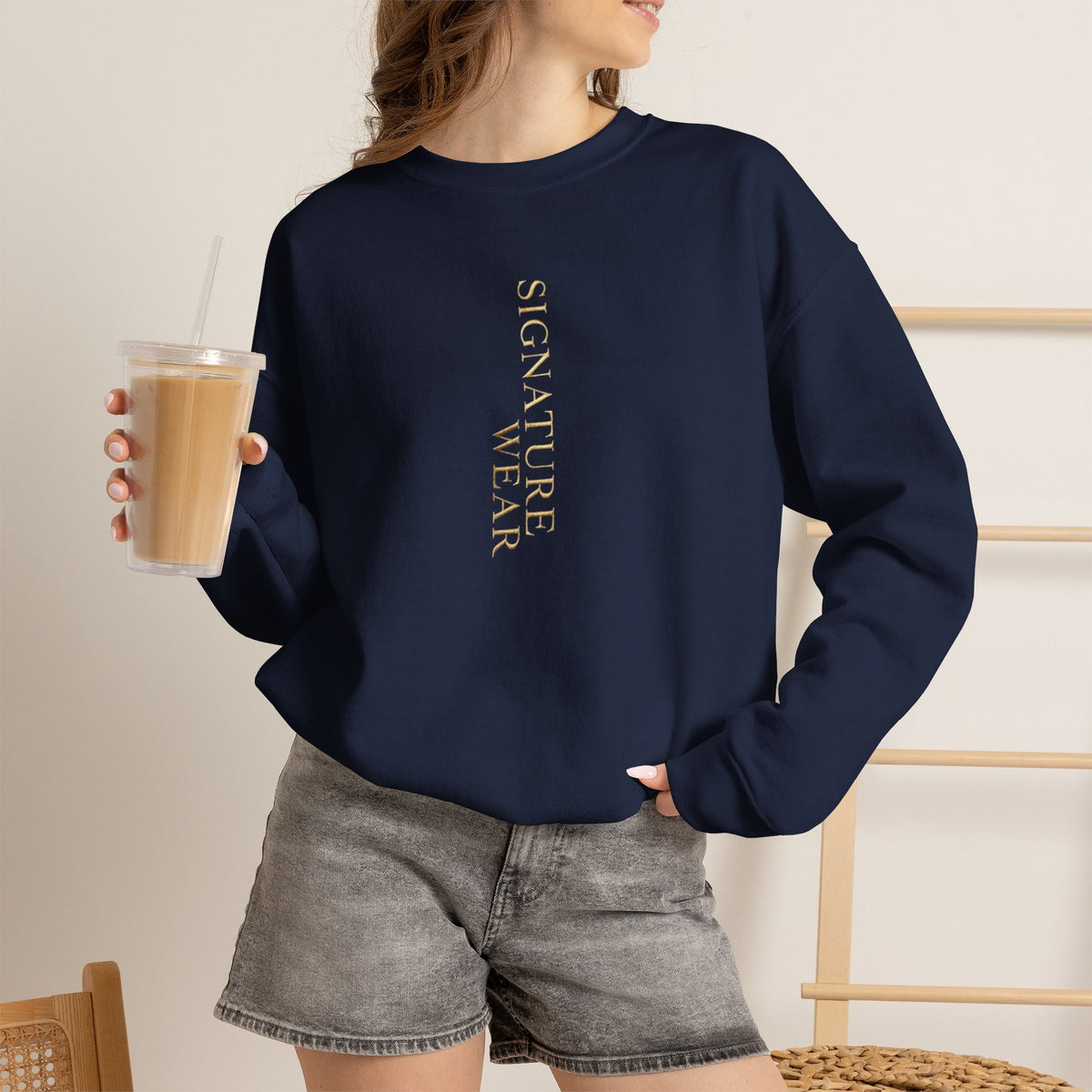 Signature Wear Minimalist Crewneck Sweatshirt — Black, Sand & More