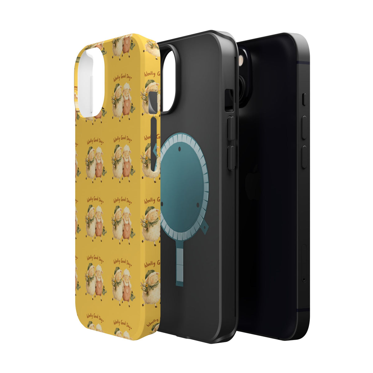 "Woolly Good Day" Phone Case — Yellow Sheep Pattern Magnetic Impact-Resistant Cover