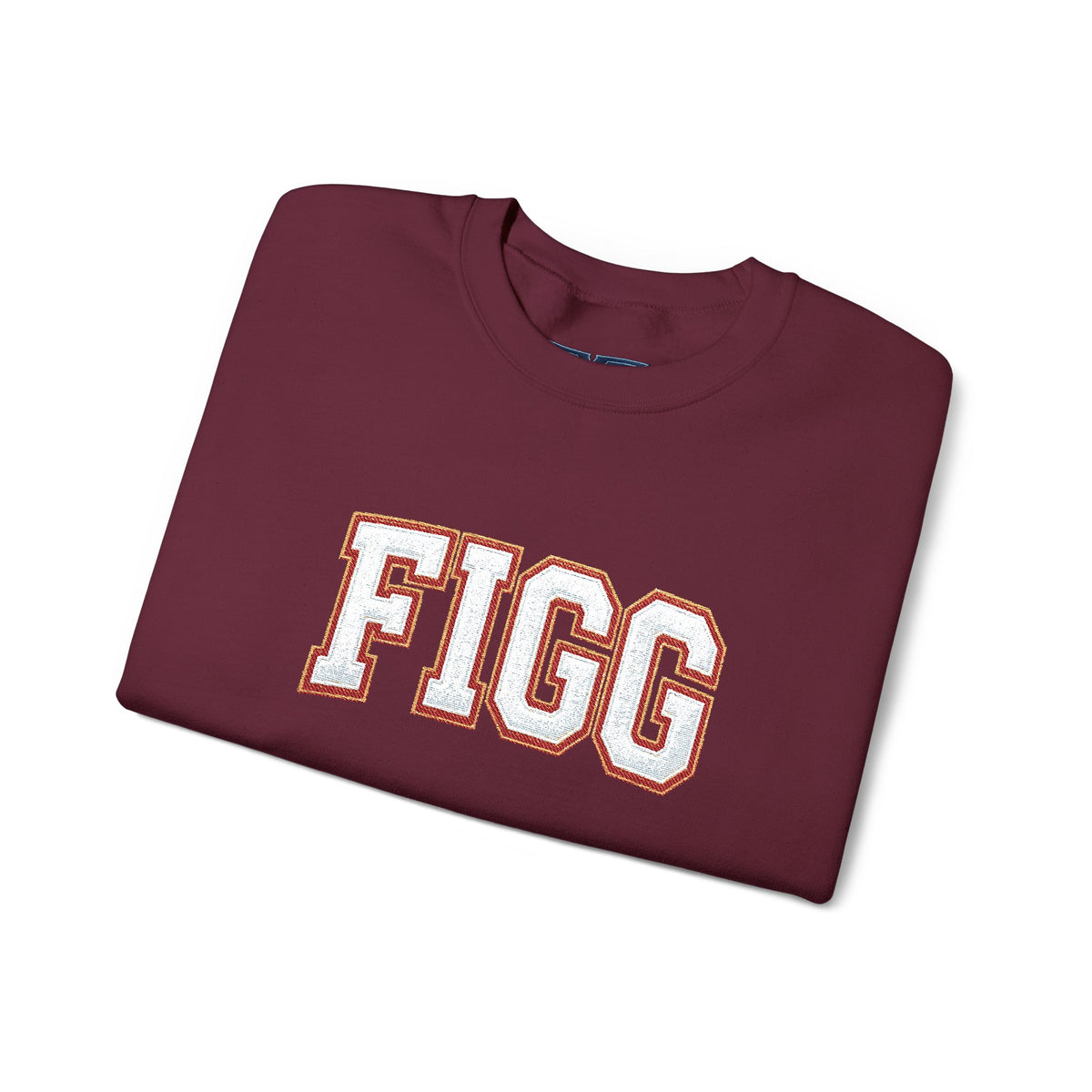 FFiGG Embroidered Collegiate Crewneck — Sport Grey, Black & More Colors